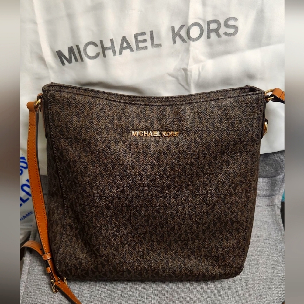 Michael Kors Crossbody Tote, Brown and tan, medium